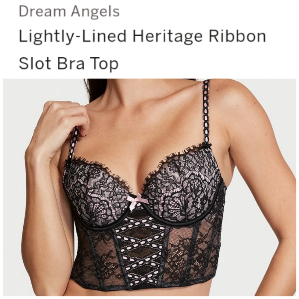 🥳FINAL PRICE👍🖤🎀🖤NWT‼️ VS Lightly Lined  Heritage Ribbon Slot Bra